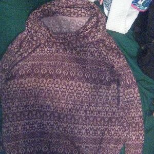 St. John Purple Patterned Cowl Neck Sweater